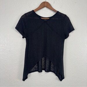 Lululemon Athletica Black Short Sleeve Top Women Small Sheer‎ Casual Flowy #cc